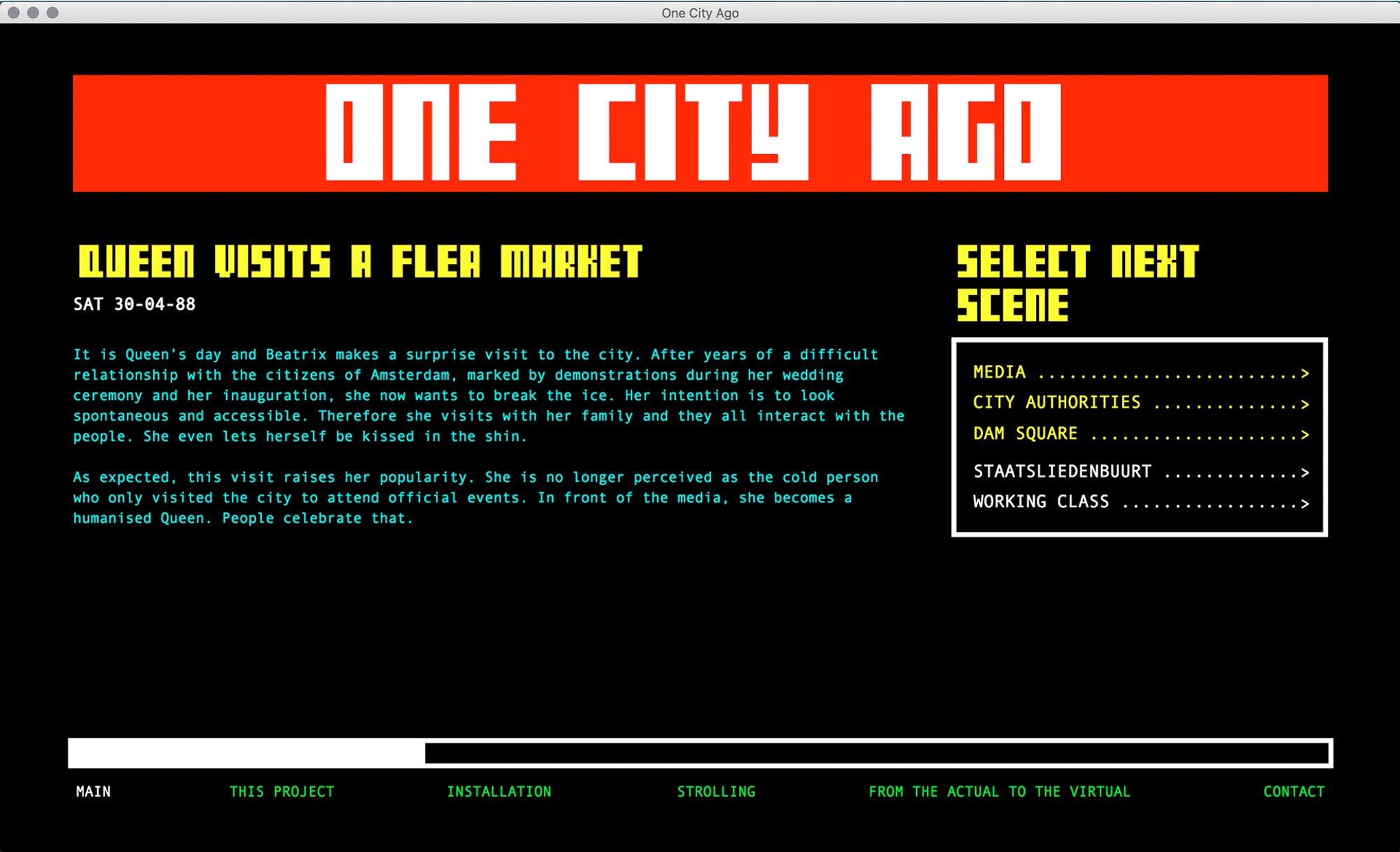 The design resembles 1980's TV info screens